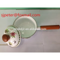 carbon steel with enamel coating saucepan with wooden single handle